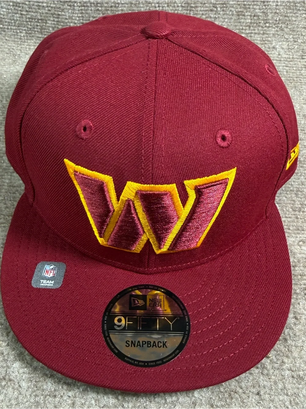 New Era Washington Commanders Hat 9FIFTY FlatBill Snapback Blank Basic Essential